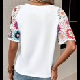 thumbnail image 4 of Bibifish Womens T‑Shirts Floral Crochet Short Sleeve Crew Neck Solid Tops Tees Summer Comfty Street Wear T Shirts, 4 of 4