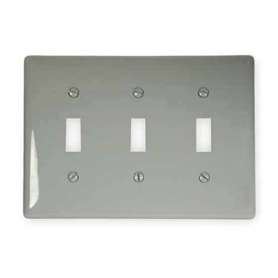 Hubbell Wiring Device Kellems Np3gy 3 Gang Toggle Switch Wall Plate Gray