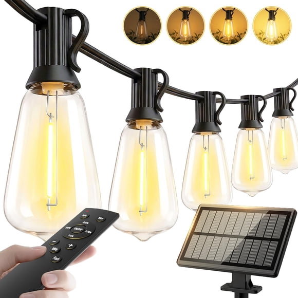 Luces de cadena solares MGVIH de 20 m, impermeables, con control remoto y LED