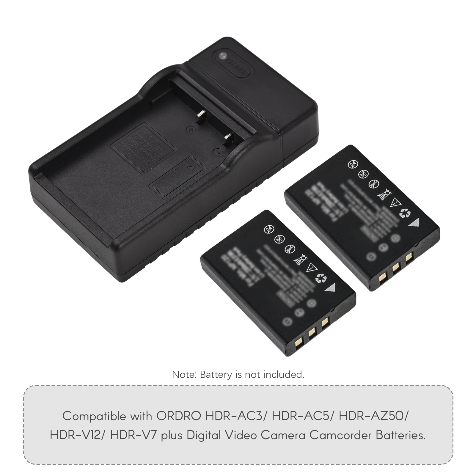 Chargeur De Batterie NP-120 Avec LED - Port USB-C, Compatible Batteries ORDRO Caméscopes HDR-AC3, AC5, Etc.