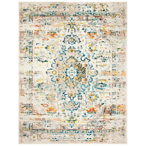 SAFAVIEH Madison Alys Vintage Traditional Area Rug, Cream/Blue, 9' x 12'