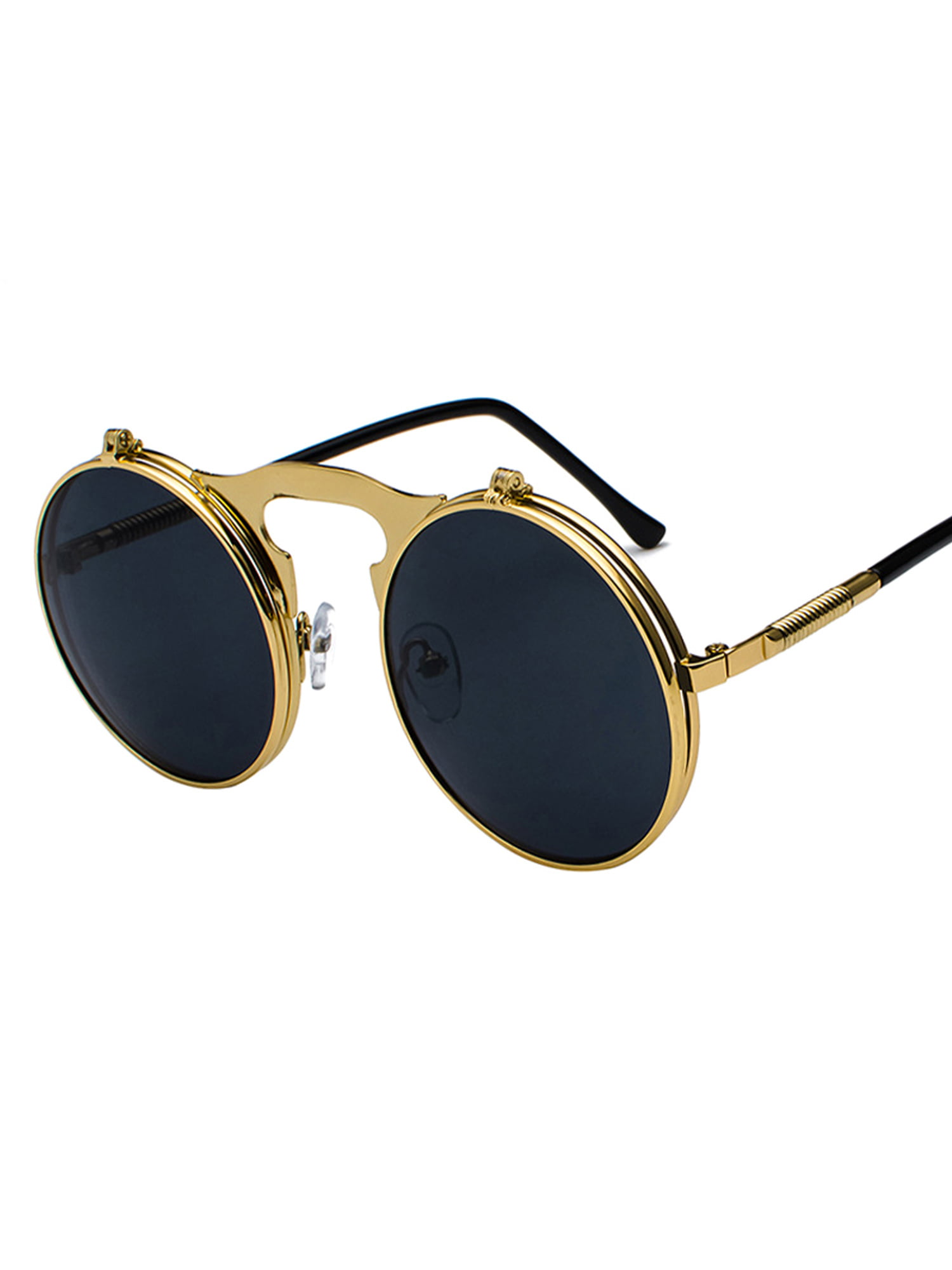 Glass Lens Vintage Designer Ear Wrap Aviator Sunglasses Gold Beige