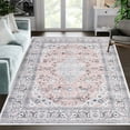 thumbnail image 3 of CAROMIO Area Rug Washable Rug Vintage Rug Traditional Rug Retro Kitchen Distressed Carpet Living Room Bedroom Dining Room, 4' x 6' Pink, 3 of 5