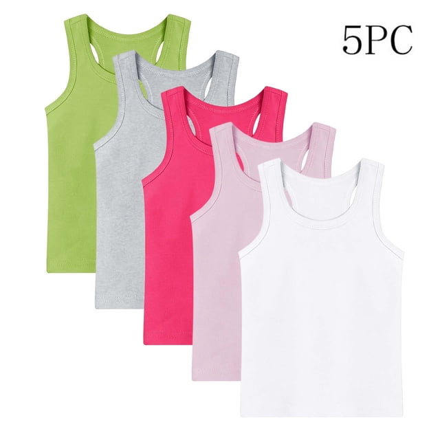 Paquete de 5 Camisetas Interiores de Verano para Niño, Camisetas sin Mangas para Niño, Cuello Redondo, Algodón Suave, Racerback, Multicolor, 12 Años
