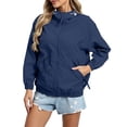 thumbnail image 2 of FDGIU Women's Oversized Hooded Windbreaker Jacket, Full Zip Elastic Cuff Lightweight Casual Coat with Zipper Side Pockets for Hiking Beach Travel Daily Layering, 2 of 8