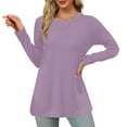 thumbnail image 2 of Antinious Womens T Shirts Solid Long Sleeve Crew Neck Basic Tee,Sweatshirt for Women,Going Out Tops for Women,Purple,L, 2 of 5