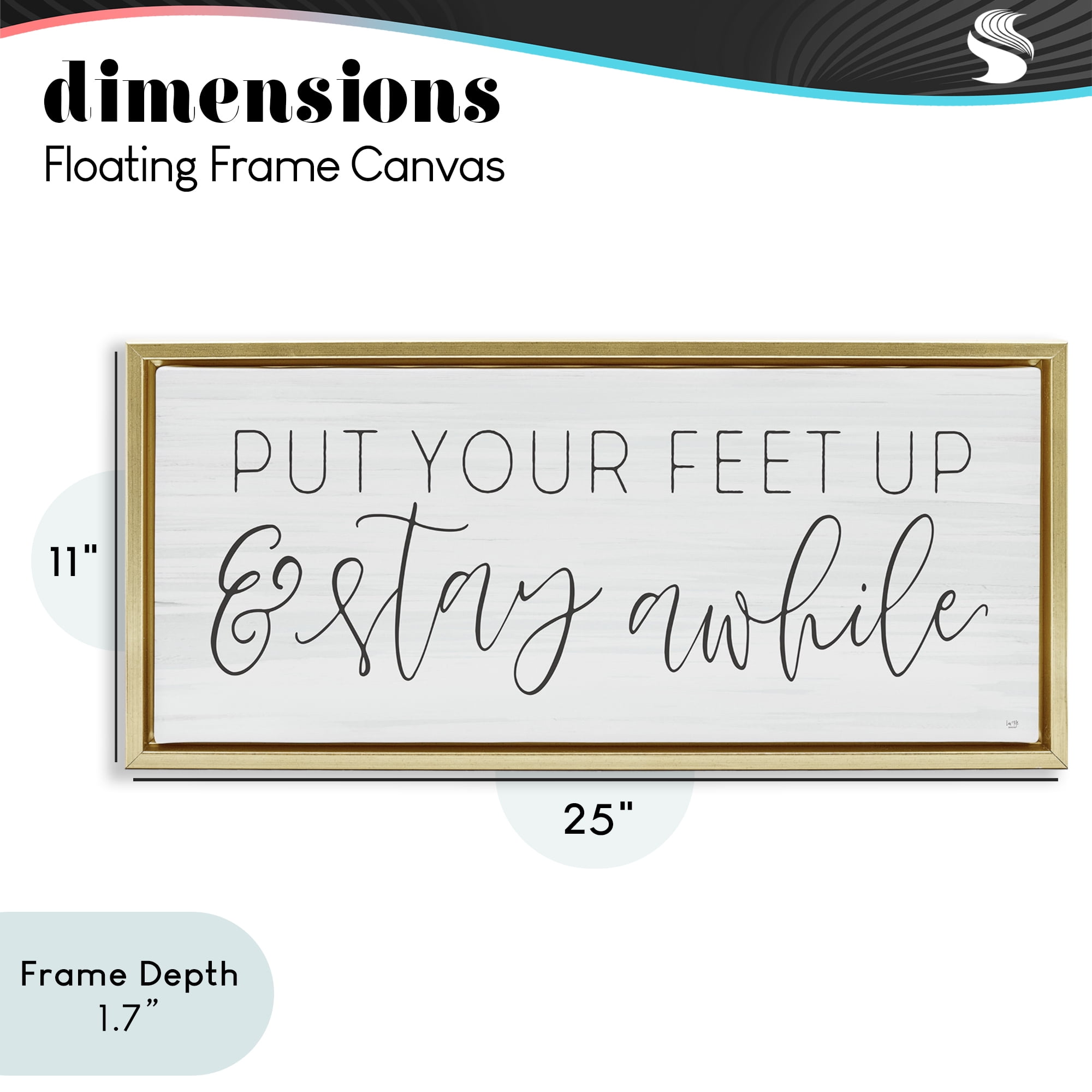Stupell Industries Put Your Feet Up Gold Framed Floater Canvas Wall Art, design by Lux + Me Designs