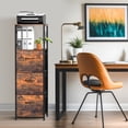 thumbnail image 5 of 3 Drawers Vertical Wood File Cabinet, Mobile Filing Cabinet with Open Storage Shelves & Adjustable feet, Filing Cabinets for Home Office, Fits A4 or Letter Size, Easy to Assemble, 5 of 6