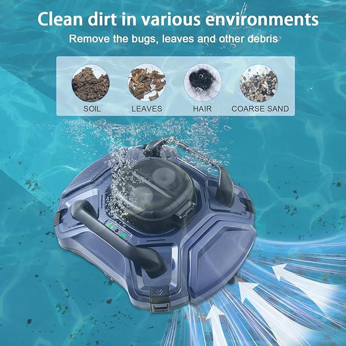 Logan's Toy Chest Cordless Robotic Pool Cleaner - Dual-Motor, 120 Min Runtime