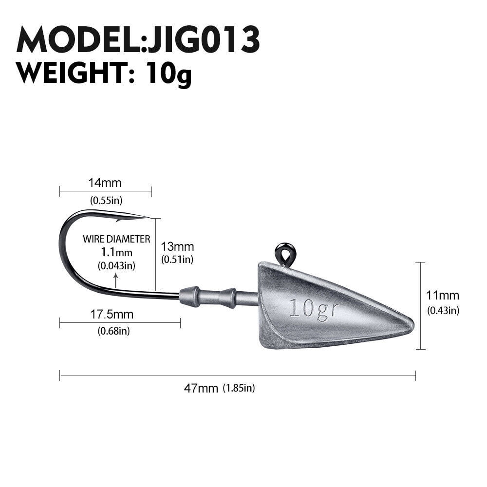 10Pcs Lead Jig Head Striper Soft Lure Fishing Bait Hook for Saltwater Freshwater