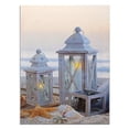 thumbnail image 3 of Beach Seaside LED Print with Lanterns - Canvas Print with White Lantern Set on the Sandy Seashore - Seashells and Starfish - Ocean Sea Coast Wall Hanging-Battery Operated, 3 of 5