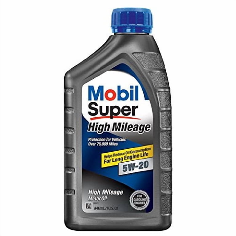 Mobil Super High Mileage Synthetic Blend Motor Oil 5W-20, 1 Quart