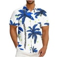 thumbnail image 2 of UVEASISHA Men Button Down Shirt Short Sleeve Casual Hawaiian Shirts Summer Tropical Printed Beach Shirt Mens Big and Tall Bowling Shirts Blue L, 2 of 6