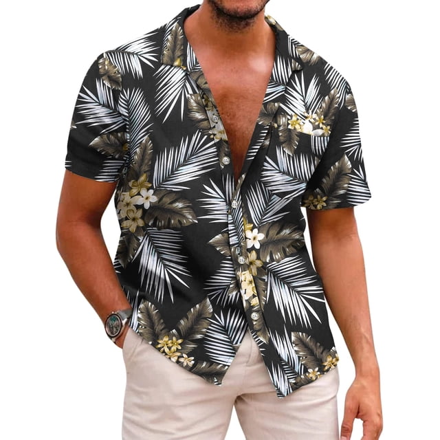 Camisa hawaiana para hombre, camisa de verano, camisa informal con estampado floral, camisa de playa para vacaciones