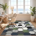 thumbnail image 3 of Design&I 8'x10' Washable Area Rug Shaped Soccer Beast Pentagon Motif Graphic Footboard Football for King Size Bedroom, Under Bed, Sleek Flatweave Pet Friendly, 3 of 7