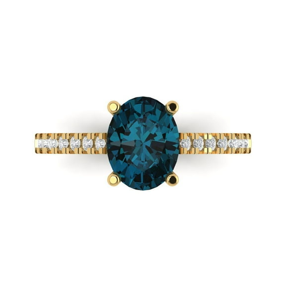 Clara Pucci 14K Yellow Gold 2.21ct LondonBlueTopaz Solitaire with Accents