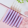 thumbnail image 7 of Metallic Nail Art Pens, Liner Brushes Set, 5PCS Color Nail Tools For Long Lines, Thin Details, Fine Drawing, Liner Brush UV Gel Polish Painting Nail Design Sizes 7/9/11/15/25mm-Purple, 7 of 7