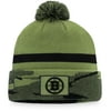 Men's Fanatics Branded Camo Boston Bruins Military Appreciation Cuffed Knit Hat with Pom - OSFA