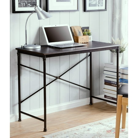 UPC: 0094997929352 | Espress finish wood and metal writing and Computer Desk