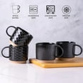 thumbnail image 6 of AmorArc 12OZ Stackable Coffee Mugs, Ceramic Coffee Mugs with Texture Patterns for Man,Woman,Dad,Mom, Modern Coffee Mugs Set of 4 for Latte/Cappuccino/Cocoa. Dishwasher&Microwave Safe, Black-031BK, 6 of 7