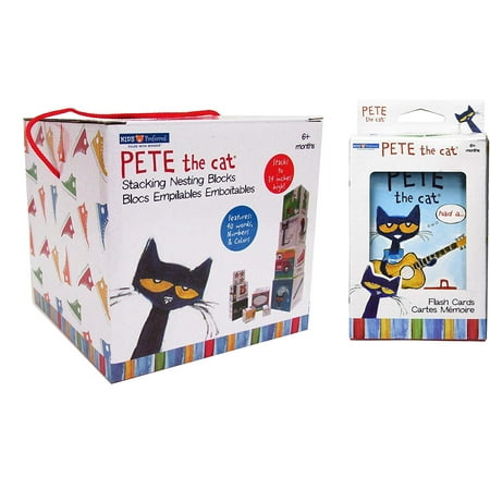 Pete the Cat Bundle: 10 Piece Nesting Blocks PLUS Flash Card Set