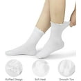 thumbnail image 2 of Ruffle Socks Women - Turn-Cuff Frilly Sock - Lightweight Cotton Socks-3 White 3 Black, 2 of 6