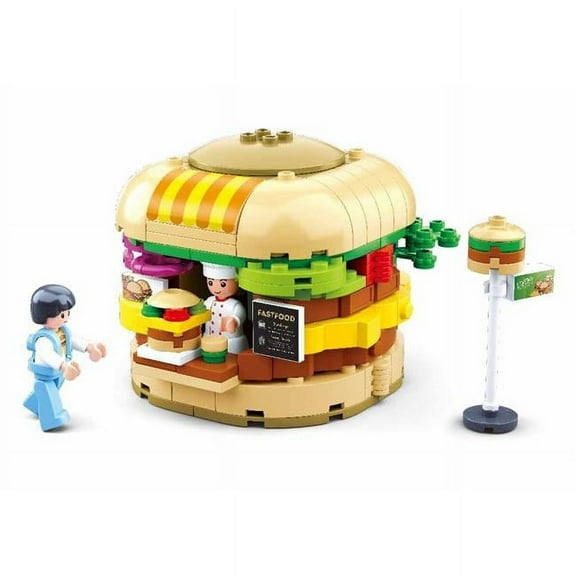 Texas Toy Distribution 705A Food Court Hamburger House Building Brick Kit, 264 Piece