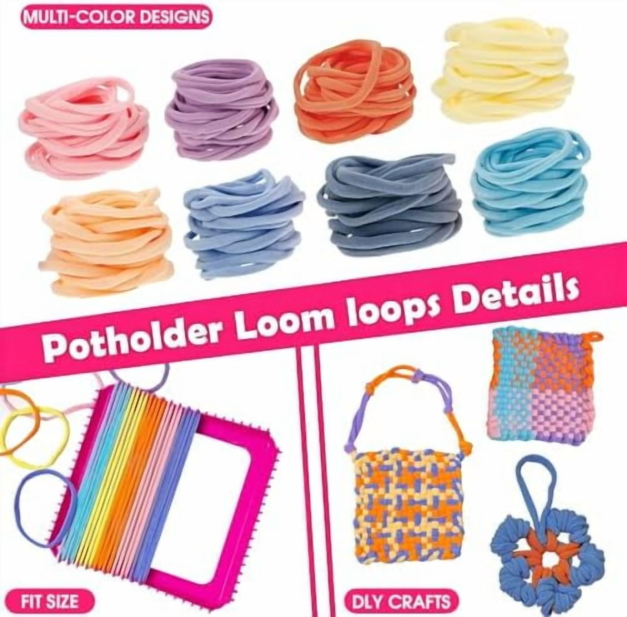 Weaving Loom Kit Toys for Kids and Adults DIY Arts and Crafts for Girls Ages 5 6 7 8 9 10 12, Pot Holder Loom Knitting Kits Includes 8 Color Craft Loops for Beginners$$Art & Craft