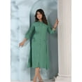 thumbnail image 3 of Sage Green Belted Shirt Dress in Textured Crepe, 3 of 5