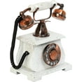 thumbnail image 4 of Old Classic Telephone, Vintage Rotary Dial,White  Wooden Base Non-Working, Telephone Decor Gift, 4 of 5