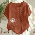 thumbnail image 5 of qucoqpe Summer Tops for Women 2026 Fashion Floral Printed Crewneck Short Sleeve Tee Casual Loose Blouse, 5 of 5
