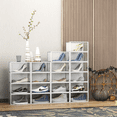 thumbnail image 4 of SEE SPRING 12 Pack Shoe Storage Box Clear Plastic Stackable Shoe Organizers for Closet Space Saving Foldabl for Entryway,White,size 13, 4 of 7