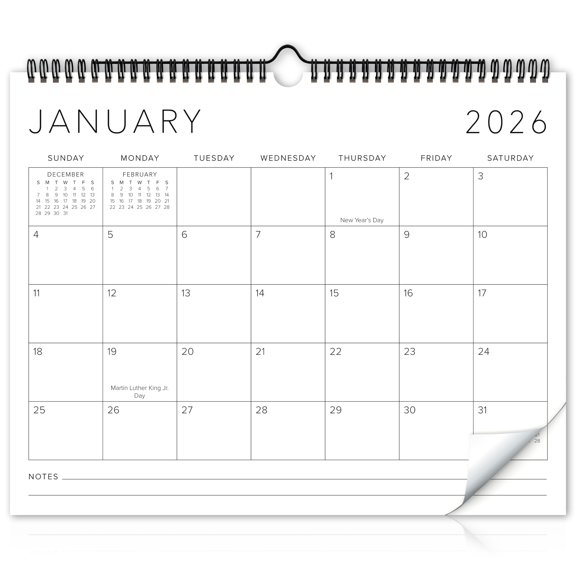 Calendario de pared ZICOTO 2026-2027 37 x 29 cm, grande