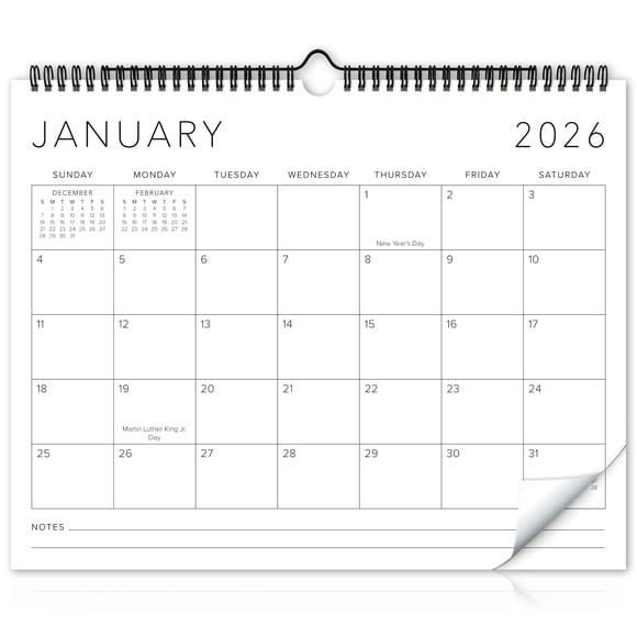 Calendario de pared ZICOTO 2026-2027 37 x 29 cm, grande
