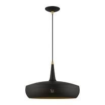 49353-04 Livex Lighting Banbury - 1 Light Pendant In Geometric Style-17.5 Inches Tall and 17 Inches Wide-Black/Antique Brass Finish    -Traditional