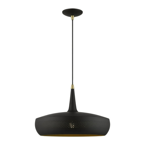 49353-04 Livex Lighting Banbury - 1 Light Pendant In Geometric Style-17.5 Inches Tall and 17 Inches Wide-Black/Antique Brass Finish    -Traditional