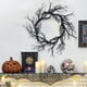 thumbnail image 1 of Corona de Halloween, artificial, puerta principal, interior/exterior, fiesta, rama muerta, negro brillante, sin luces, 1 of 6