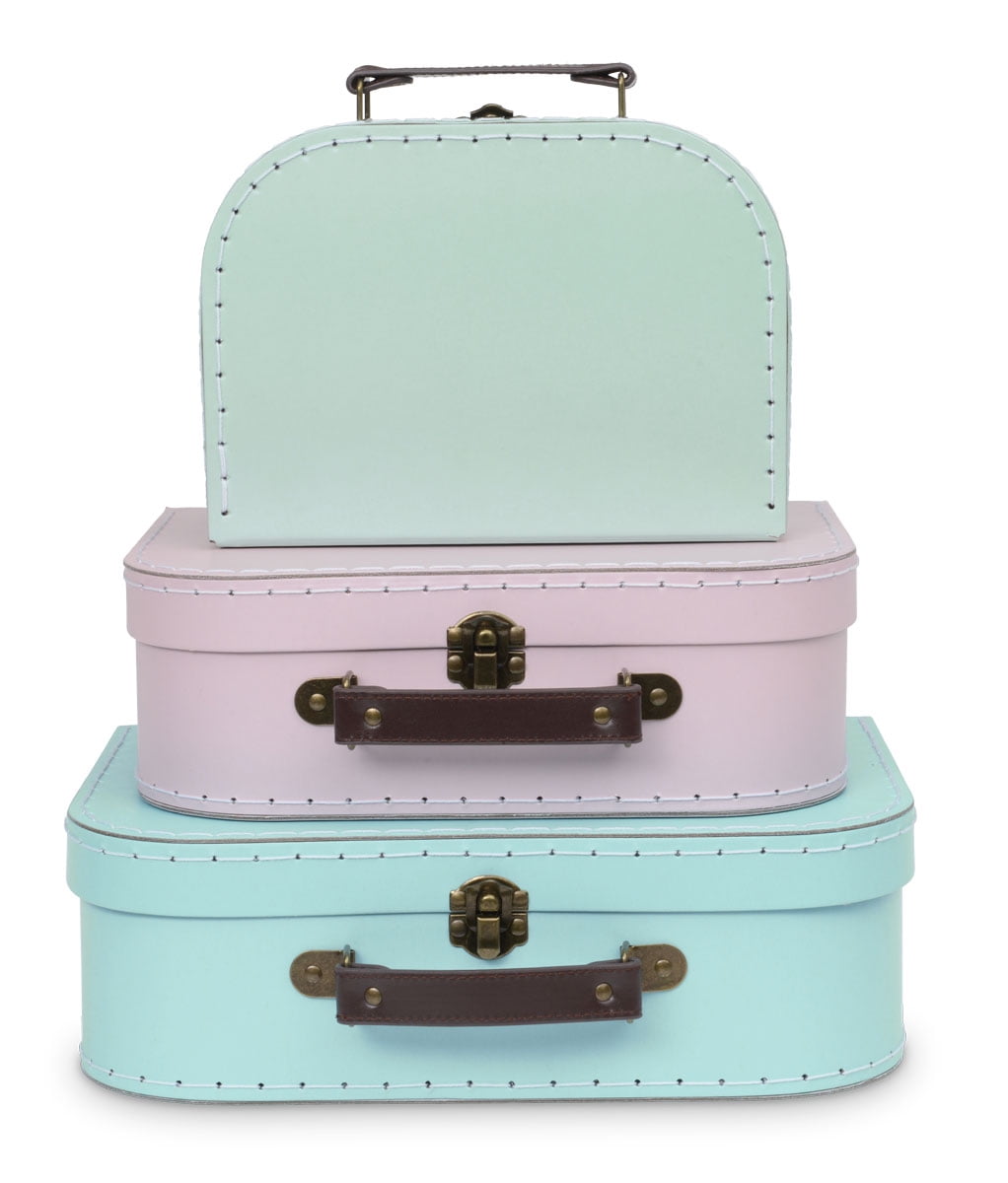 Jewelkeeper Paperboard Suitcases, Set of 3 Nesting Storage Gift Boxes