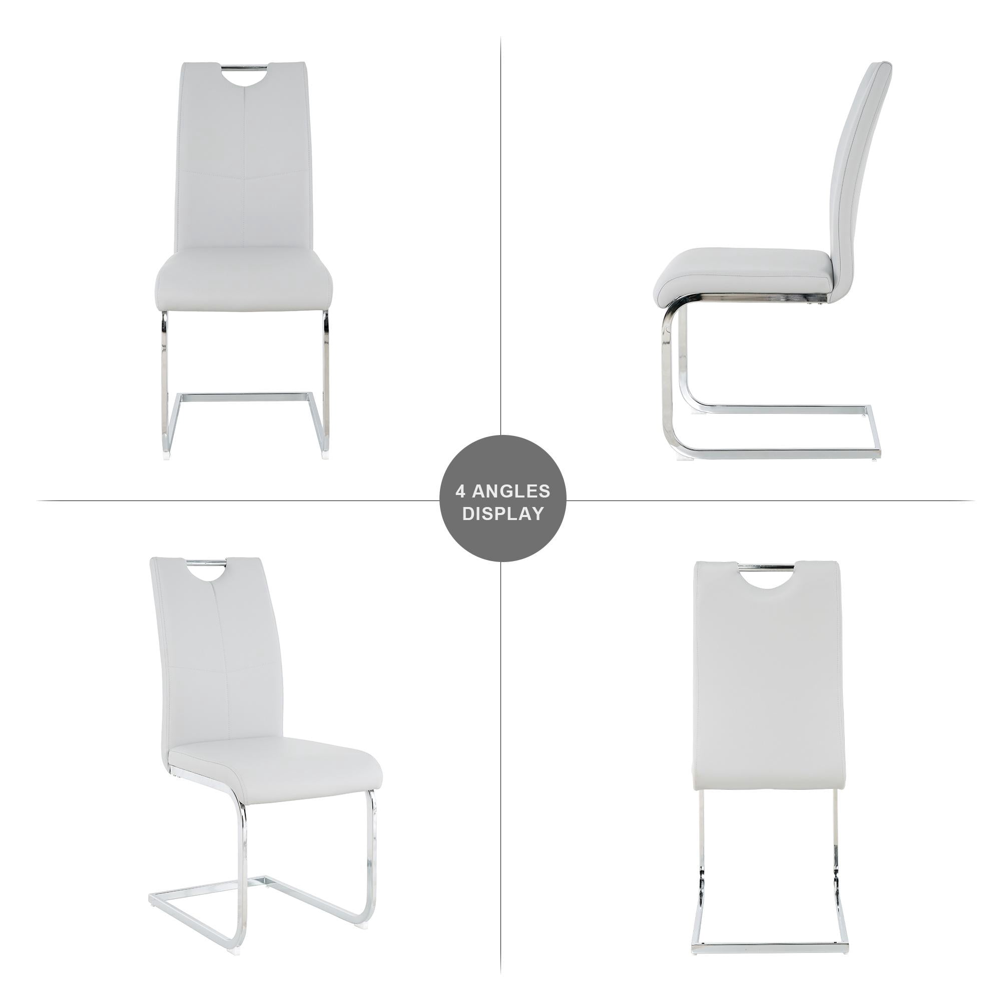 Sumdeal Modern Dining Chairs Set of 4,Modern Dining Chairs with C-Shape Metal frame leg with High Density Sponge Leather,Dining Chairs for Dining Room,Kitchen,Living Room