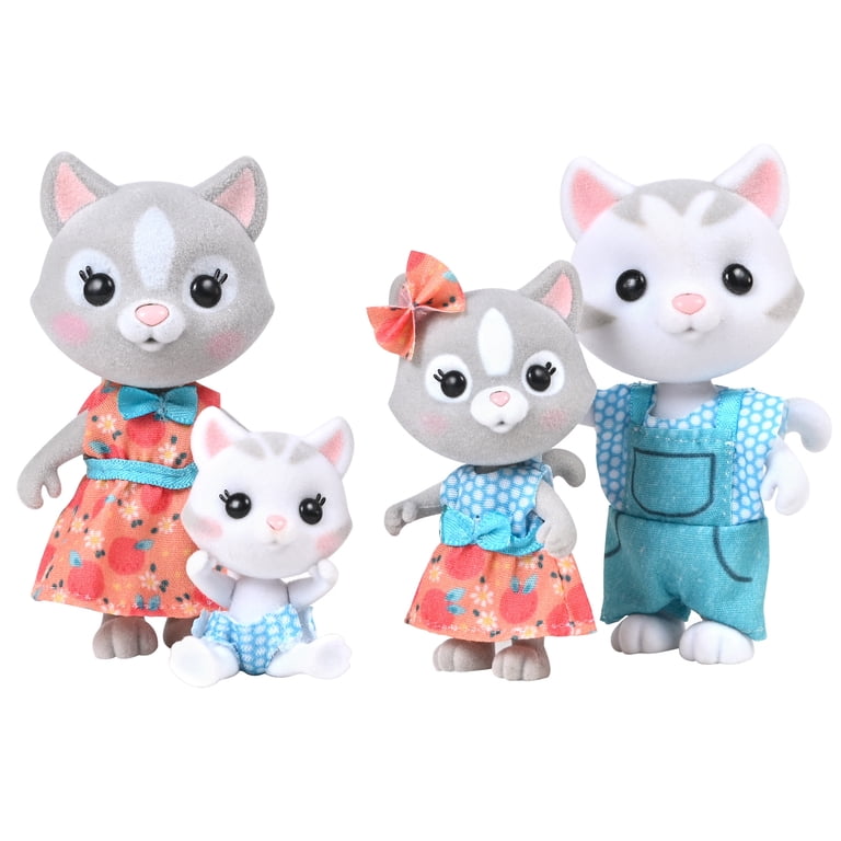 Honey Bee Acres Purringtons Cat Family, 4 Flocked Figures photo 1