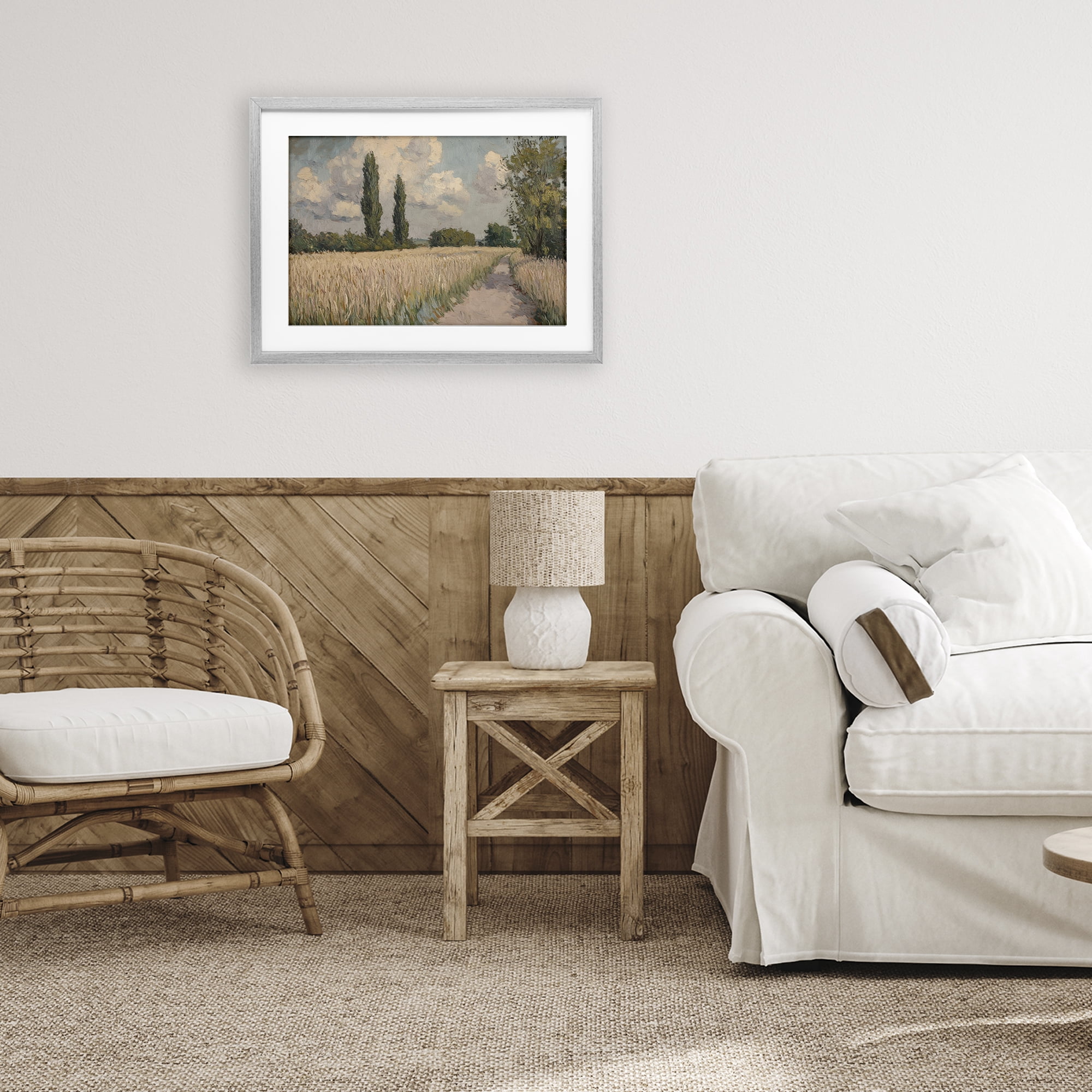 Stupell Industries Summer Path Between Poplars Gray Framed Print Under Glass, design by Petal Prints Design
