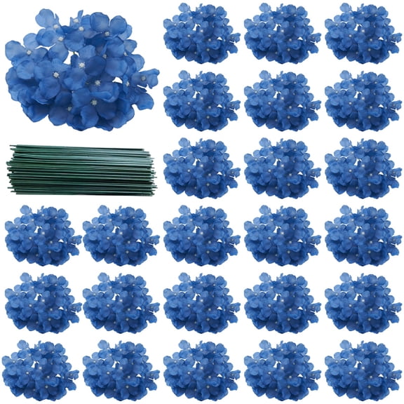 28 Pcs Royal Blue Artificial Hydrangea Flowers, Lifelike Faux Blue Hydrangea for Elegant Centerpieces, Realistic Wedding Decor, DIY Floral Arrangements
