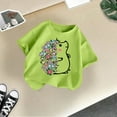 thumbnail image 5 of Girls Shirts Kid Leisure Graphic Round Neck Short Sleeve Tee Summer Outwear Girls' Tops, Tees Light Green 5 Years-6 Years, 5 of 5