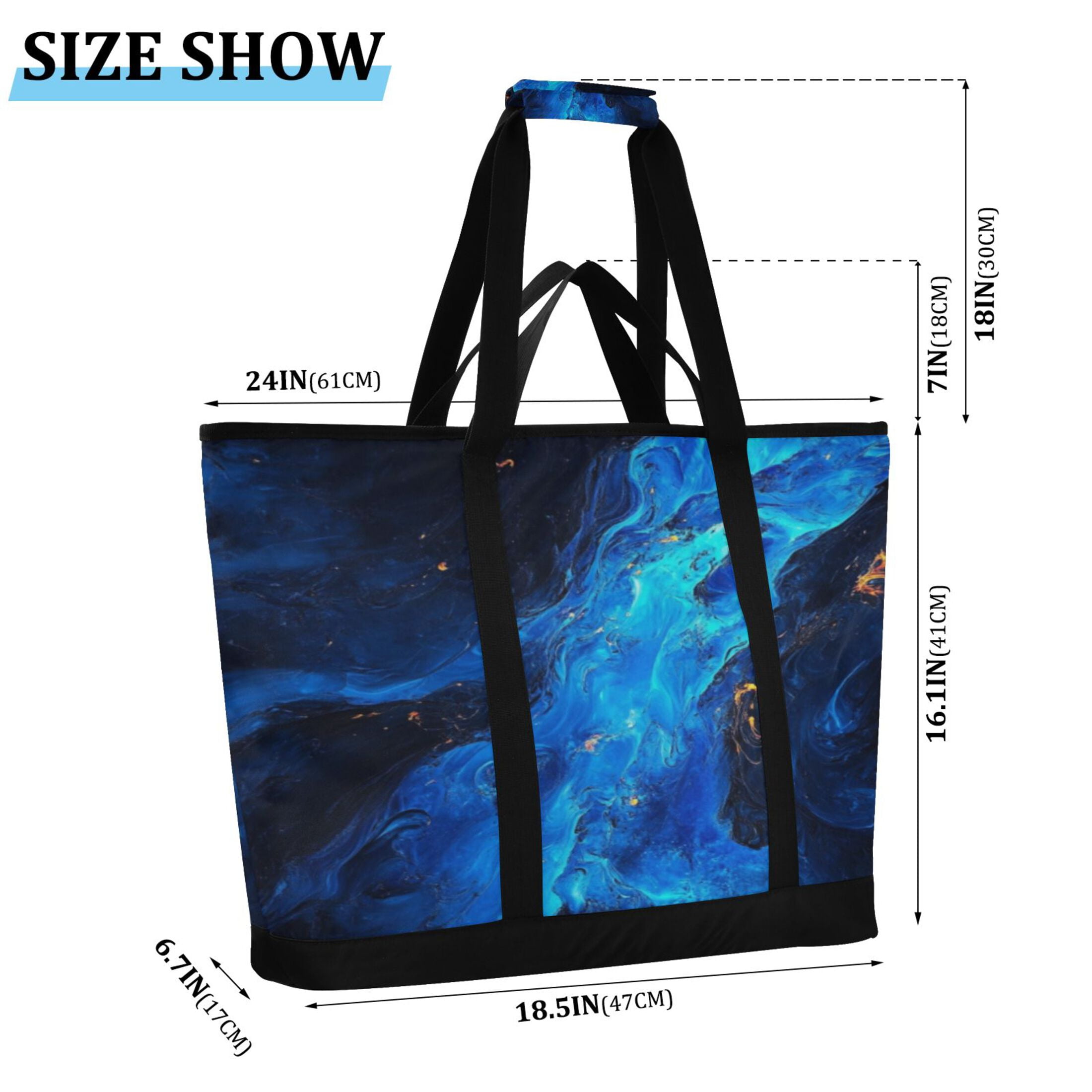 Large Hand-held Ice Pack Picnic Bag Insulation and Refrigeration Suitable for Shopping Picnics and Camping Blue Lava Picture