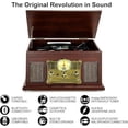 thumbnail image 2 of Tocadiscos Bluetooth 10 en 1, Tocadiscos de 3 velocidades para Vinilo con Altavoces, Convertidor de LP a MP3, CD, Reproductor de Cassette, Radio FM, Transmisión inalámbrica | rojo marrón, 2 of 5