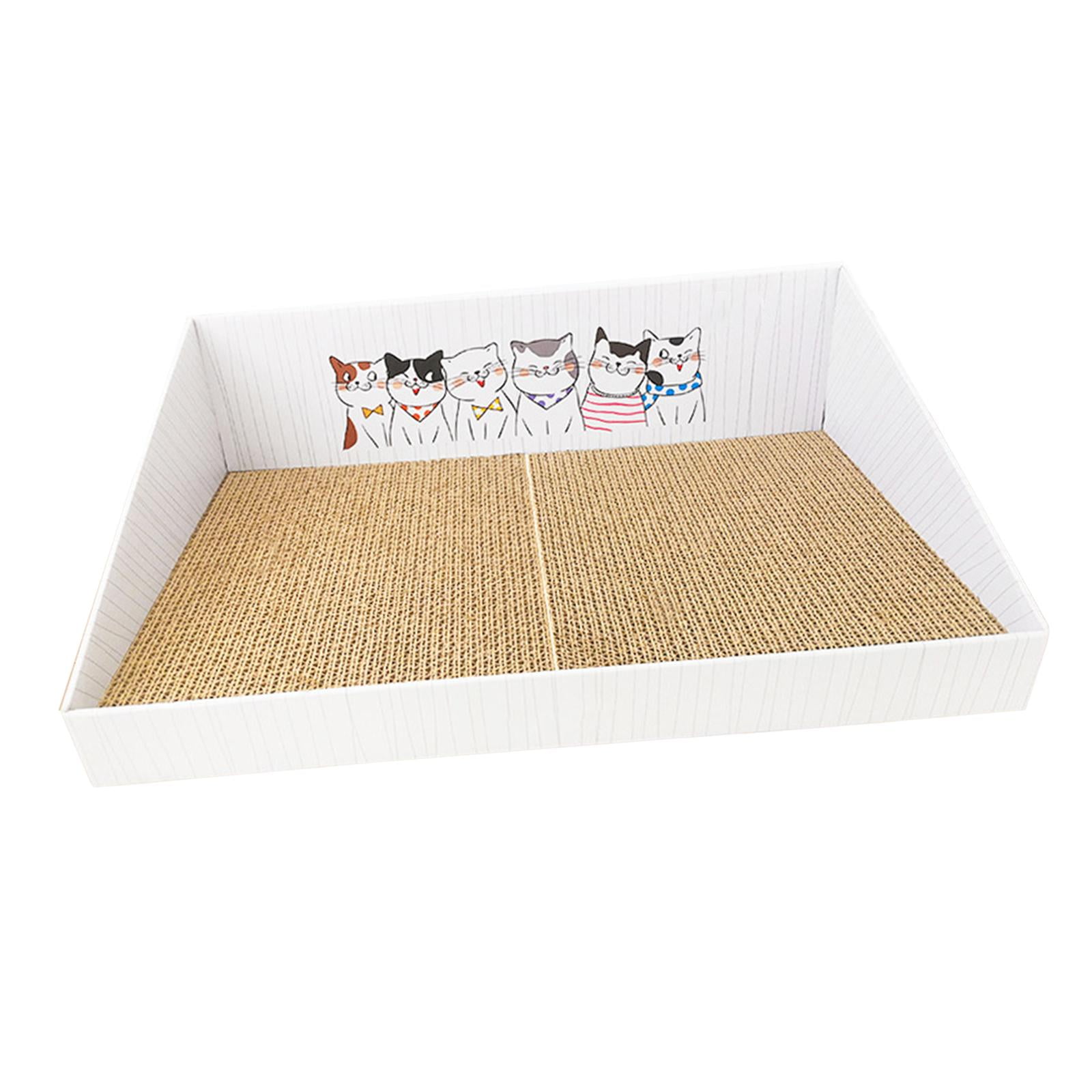 Bvdfgk Cat Scratch Pad with Box Corrugated Scratch Pad Training Toy Interactive Toy Cat White