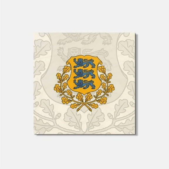 Estonia Coat Of Arms 4'' X 4'' Square Wooden Coaster