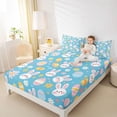 thumbnail image 3 of Erosebridal Cartoon Bunny Rabbit Queen Sheet Sets For Girls,Happy Easter Eggs Kids Bed Set 4-Piece, 3 of 6
