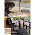 thumbnail image 4 of Outdoor Tablecloth with Umbrella Hole and Zipper, Happy Easter Bunny Square Table Cloth 60x60 Inch Waterproof Tablecloth, Spring Floral Wooden Pink Plaid Picnic Table Cover for Patio Camping, 4 of 7
