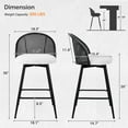 thumbnail image 4 of ANMINY Rattan Swivel Bar Stools, 26" Counter Height Set of 3, Upholstered Chairs Barstools with Full Back and Metal Legs Modern Boucle Fabric Seat for Home Kitchen Island, 4 of 10